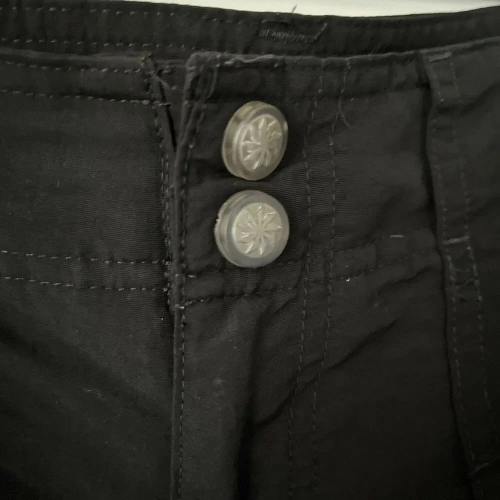 VTG Bimini Bay Women’s 12 Black  Shorts Solid Button Flat Front Cargo Pockets